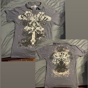 (SOLD) sanctify polo, affliction style